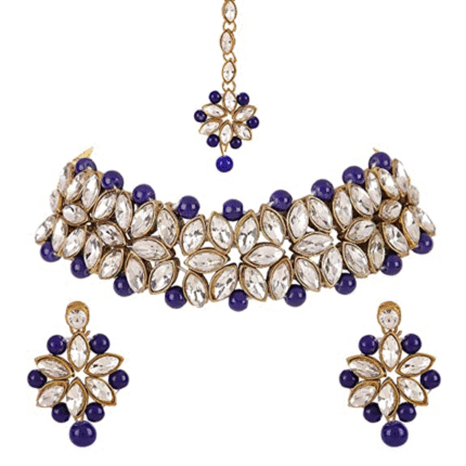 Blue Moti Choker Necklace set