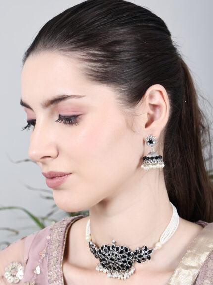 Oxidised Black With Moti dori Choker