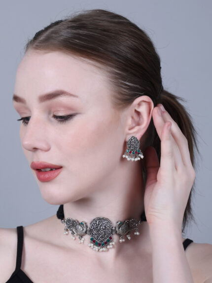 OX Round With Peacock Multicolor Stone