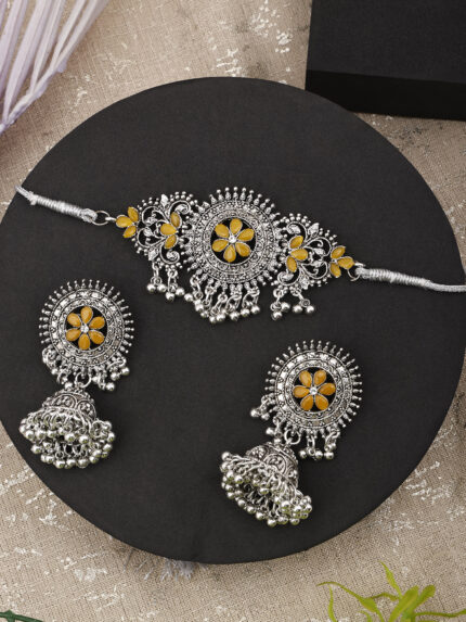 GS Yellow Round Center Flower Choker
