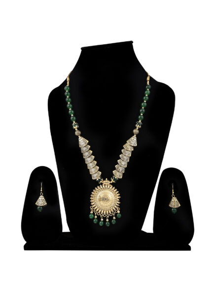 Green Oxidised Samosa Golden Round Sun Design