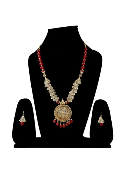 Red Beads Oxidised Samosa Round With dottes