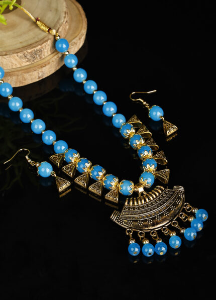 SkyBlue Oxidised Half Moon