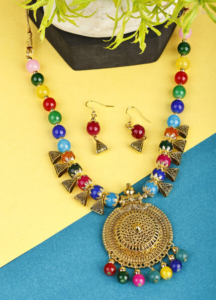 Multicolor Beads Oxidised Round With dottes