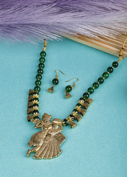 Green Beads Oxidised Radha Krishan Design