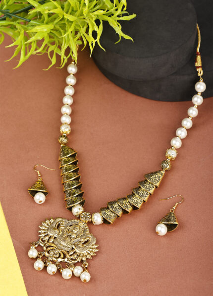 Off White Beads Oxidised Samosa Laxmi Design